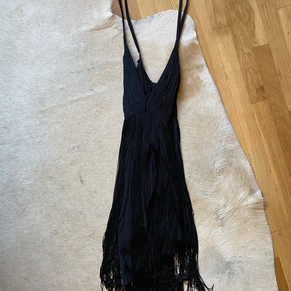 Cleobella Black Backless Fringe Dress